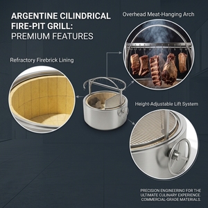 <span class=keywords><strong>Parrilla</strong></span> Redonda Argentina Tipo Gaucho Patagónico con Ganchos para Colgar Carne, Accesorios para Barbacoa, Cocina al Aire Libre - Product Image 3