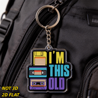 Llavero Retro de los 80s y 90s, Diseño Vintage con Disco Flexible, Casete VHS