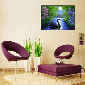 Quadro su Tela per Decorazione Casa Moderna, Dipinto Diamantato 5D Fai da Te con Luna e Cigno Nero - Product Image 2