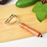 HAPPYJACK Dagelijks gebruik Handmatige keuken-schilmes met gekarteld houten handvat, fruit- en groenteschiller, trektype keukenschrapers