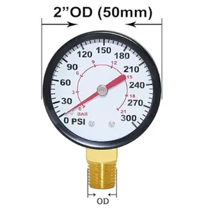 ใหม่ 1/4 \" เกจวัดแรงดันเกลียว NPT ตัวผู้ 0 ถึง 300 PSI รับประกัน 1 ปีสําหรับการใช้งานในโรงงานขายปลีกและโรงงานผลิต