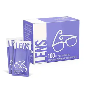 Kacamata pembersih lensa, tisu pembersih pre-weted, kacamata dibungkus individu, tisu pembersih, non-goresan, non-streaking