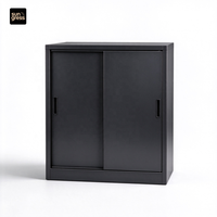 Armoire de rangement métallique à 2 portes coulissantes en acier, armoire basse pour dossiers, démontable pour bureau et école