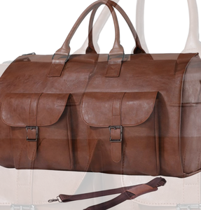 <b>Travel</b> <b>Garment</b> <b>Bag</b> PU Large Capacity Zippers Weekender Duffel Overnight Carry <b>Bag</b> with Shoulder Strap for Business Trip - Product Image 2