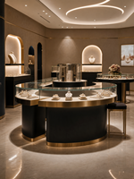 Vitrine de présentation de bijoux en bois, métal et verre avec éclairage LED, OEM ODM, distributeur en gros pour projets de vente au détail