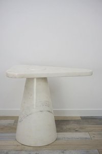 Mesa auxiliar moderna de mármol blanco para dormitorio, hotel o sala de estar, mesa auxiliar pequeña natural para sofá, diseño elegante de mármol blanco - Product Image 4