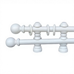 Barra de Cortina de Madera Industrial OEM con Accesorios, 28 mm de Diámetro - Juego de Adornos y Soportes con Remate de Bola Gris - Product Image 3