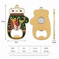 Ouvre-bouteille en alliage de zinc en forme de gant de Noël, aimant de réfrigérateur, logo personnalisé, finition de surface personnalisée, décoration de Noël flocon de neige