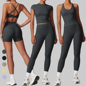Conjunto Deportivo de 5 Piezas para Mujer, Atuendo de Entrenamiento Suave como la Mantequilla, Set de Yoga de Cintura Alta, Ropa Elástica para Fitness y Gimnasio - Product Image 4