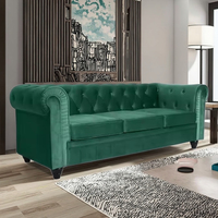 Ensemble de canapé rectangulaire trois places de luxe avec un design traditionnel pour salon, hôtels, centres commerciaux, villas, canapé en velours de haute qualité