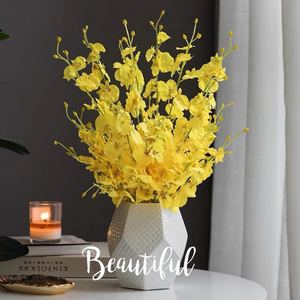 Fleurs artificielles jaunes en soie, orchidées Oncidium, 90 cm de haut, pour la décoration du salon et de la chambre - Product Image 1