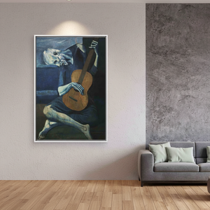 Picasso Old Guitarist Print: Printed <b>Canvas</b> <b>Wall</b> Art,WHITE FRAMED <b>CANVAS</b> - Product Image 3
