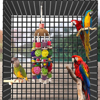 Jouet à mâcher durable pour oiseaux : Coque de noix de coco et balle en rotin | Jouet résistant aux morsures pour perroquets
