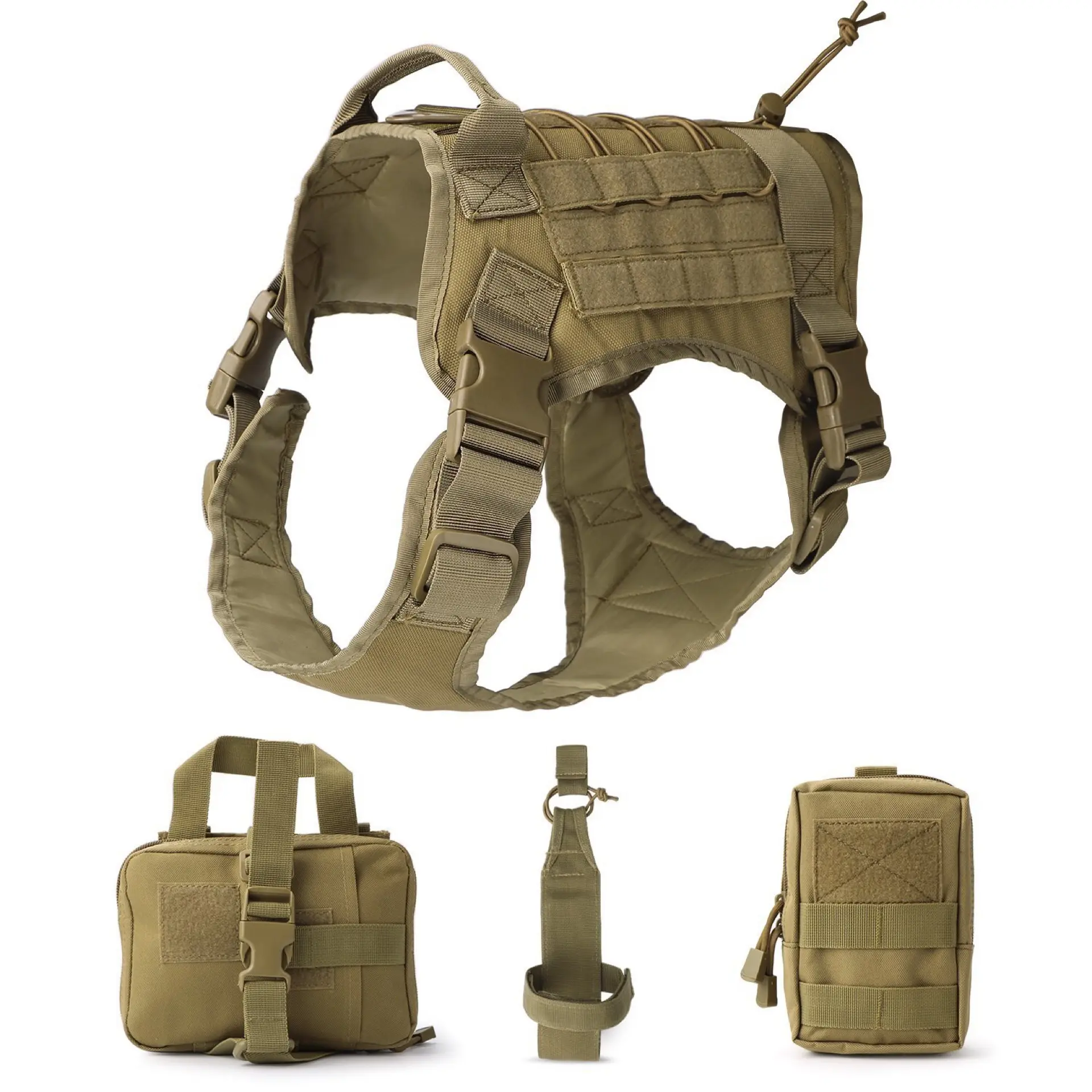 1000D Nylon Pet Harness Bag Training Hunting Molle Tactical Dog Trainer Vest With Detachable Pouches