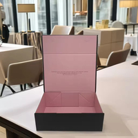 Boîte-cadeau de papier d'emballage magnétique pliable noir rose d'impression mate de luxe personnalisée brillante avec fermeture magnétique