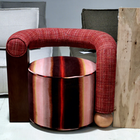 Fauteuil rond unique en flanelle pour salon de villa, une place, avec design moderne et housse amovible