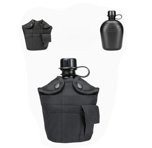 Bouteille d'eau portable en plastique camouflage noir et vert DFB3 pour le camping, avec bol, tasse et sac, vente en gros et personnalisation. - Product Image 2