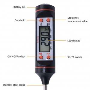 Thermomètre numérique à sonde longue pour barbecue, cuisine, écran plus grand TP101 pour huile de cuisson et viande, en métal et plastique - Product Image 6