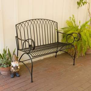 Bancos plegables de hierro forjado hechos a mano para jardí<span class=keywords><strong>n</strong></span>, patio al aire libre, diseño tradicional, metal enrollado, venta al por mayor - Product Image 6