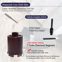 Kit de forets diamantés à sec pour béton, brique, pierre avec adaptateur, foret pilote segmenté, outils Johnson, usage intensif