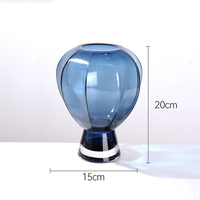 Nouveautés : Vase cylindrique transparent en verre, motif champignon bleu simple, en forme de fleur de cristal