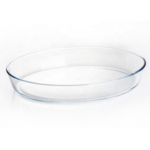 Ustensiles de cuisson en verre borosilicaté de haute qualité 1L Plat à gâteau en verre de forme ovale pour la cuisine - Product Image 1