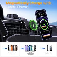 Chargeur de voiture sans fil certifié Qi2, fixation robuste à ventouse 90 LBS, charge rapide 25W, support magnétique 3-en-1, compatible universellement avec tous les smartphones