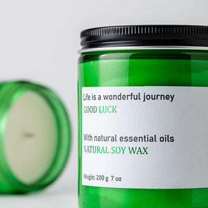 Bougie parfumée en cire de soja personnalisable, pot vert, faite à la main, sans fumée, ornement créatif pour chambre à coucher, bougie parfumée - Product Image 2