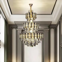 Lustres en cristal LED sur mesure de grande taille pour la décoration intérieure de luxe, plafonds hauts, bâtiments en duplex, grands hôtels, églises, escaliers