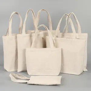 环保天然印花时尚定制商标全彩厚重购物袋带拉链帆布棉质手提袋