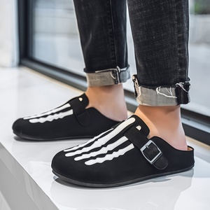Mules tendance pour hommes à semelle épaisse en liège, style Birkenstock à bout large, unisexe, pour l'extérieur en été, en cuir givré - Product Image 2