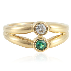 European American Style <b>Gold</b> Tone <b>Ring</b> With Black And Clear Gemstones Bezel <b>Set</b> Geometric Design Unisex Fashion Jewelry - Product Image 3