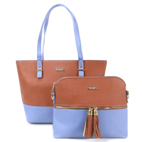 Ensemble de 3 sacs à main pour femme en cuir PU marron et bleu, sac à main, sac bandoulière, petite pochette organisateur, livraison rapide depuis l'entrepôt outre-mer