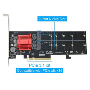 การ์ดแปลง M.2 NVMe SSD เป็น PCI-E 3.1 X8/X16 อะแดปเตอร์การ์ด M2 Pcie Nvme Ssd Riser - Product Image 2