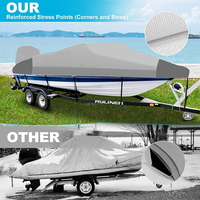 Couverture de bateau robuste imperméable en toile marine 900D Style remorque 20-22 pieds V-Hull Bass Three-Shell Taxi Boat Outboard Cover