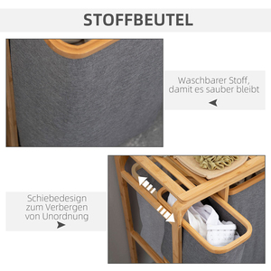 Cesta de lavandería portátil de bambú mejorada con particiones Bolsas de almacenamiento de <span class=keywords><strong>ropa</strong></span> <span class=keywords><strong>sucia</strong></span> para niños para organización de baño - Product Image 5