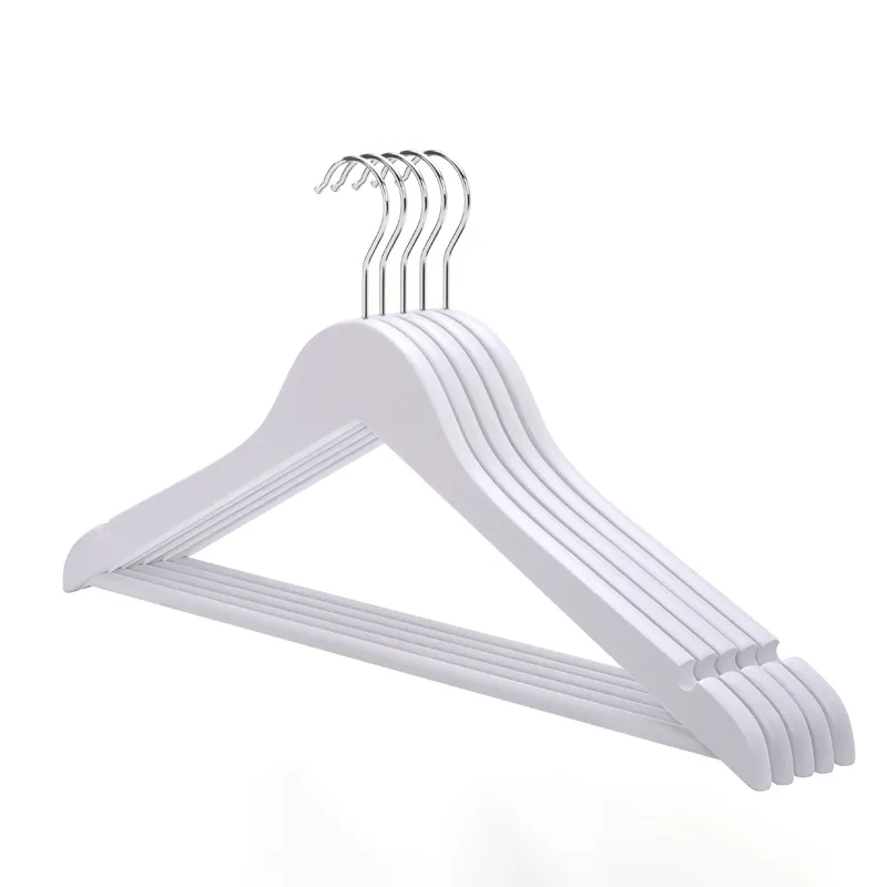 Wooden hanger supplier custom Logo brand 100 pack Bridal shop clothing store white hangers