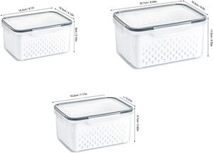 Cesta de drenaje para cocina con tapa, para refrigerador, para conservar la frescura de frutas y verduras, de plástico, para lavar y almacenar, venta al por mayor - Product Image 4