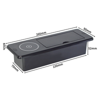 Prise de courant multifonctionnelle avec couvercle rabattable intégré, 2 prises, double USB-A et USB Type-C, et chargeur sans fil