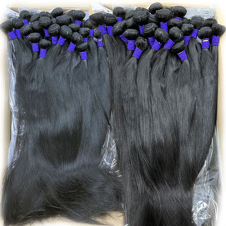 Fornecedores de cabelo virgem não processado por atacado, pacotes de cabelo alinhados com cutícula, extensão de cabelo humano indiano cru