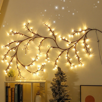 Guirlande lumineuse LED en rotin, autocollants muraux Saint-Valentin, lumières d'ambiance colorées pour intérieur et extérieur, alimentées par USB, décoration de maison pour les fêtes