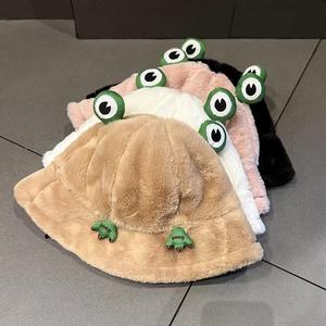 Sombrero de Pescador con Orejas de Rana, de Piel Sintética de Conejo, Cálido y Acogedor, para Otoño e Invierno, Unisex, para Niños, Estilo Japonés y Coreano, Color Caqui, Rosa y Negro - Product Image 5