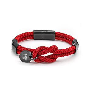 Custom High Quality Stainless Steel Magnetic Clasp Woven Bracelet Braided Paracord Rope Customized LOGO for <b>Men</b> Anniversary - Product Image 2