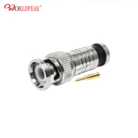 Connecteur BNC mâle pour câble RG6 75 ohms, type compression, connecteur vidéo RF coaxial CCTV