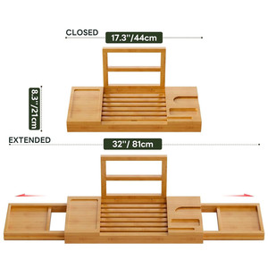 Organizzatore per Accessori da Bagno con Lati Estensibili, Vassoio Regolabile in Bambù per Vasca con Portabicchiere e Portacandele - Product Image 3