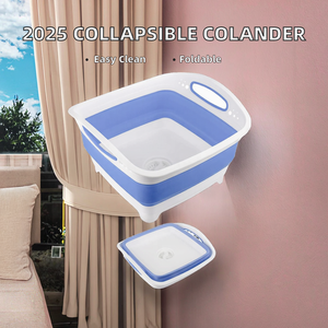 Colador plegable de cocina de nuevo diseño 2025, <span class=keywords><strong>cesta</strong></span> de silicona plegable de plástico con Operador de válvula de agua, colador de verduras - Product Image 3