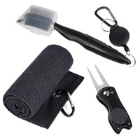 Golf Handdoek En Club Reinigingsborstel Kit Graszode Reparatie Tool Met Bal Marker Golfer Set Accessoires