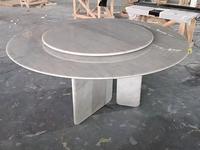 Table à manger ronde en marbre pour 10 personnes avec plateau tournant, style minimaliste, grande table de salle à manger pour villa