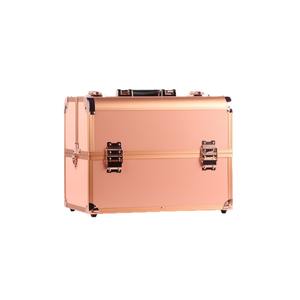 Trousse de maquillage portable Qihui 35 cm de large, multi-compartiments avec serrure, pour usage domestique, rose gold, matière ABS - Product Image 2