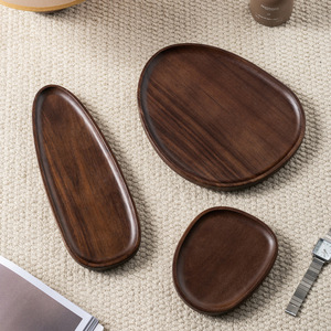Acacia Wood Tray Irregular Shape Solid Color <b>Storage</b> Plate For Home Entryway Fruit Dessert Serving - Product Image 1